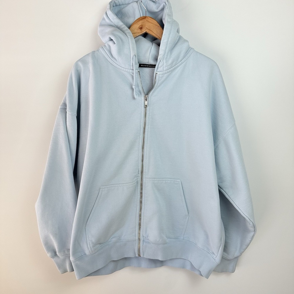 Brandy Melville Zip Hoodie Sweatshirt ONE SIZE Oversized Relaxed Heavyweight